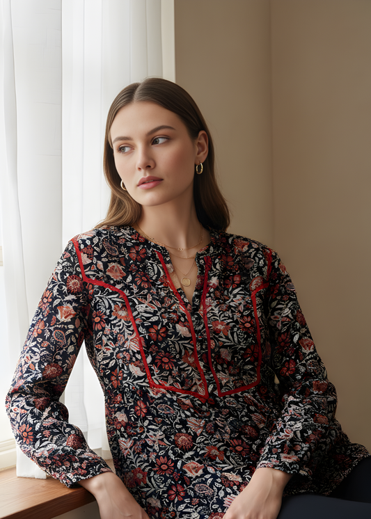 Floral V-Neck Blouse