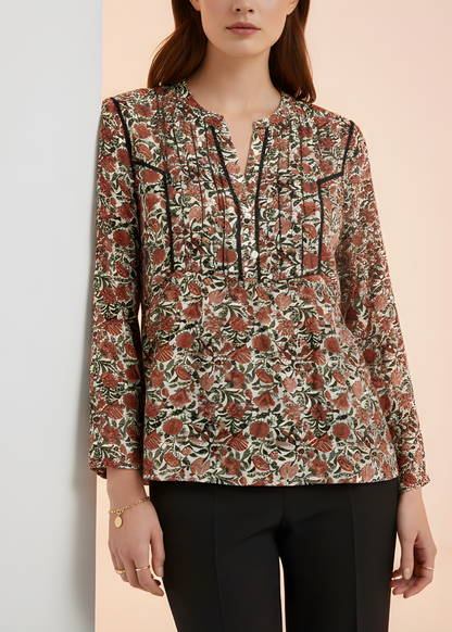 Floral V-Neck Blouse