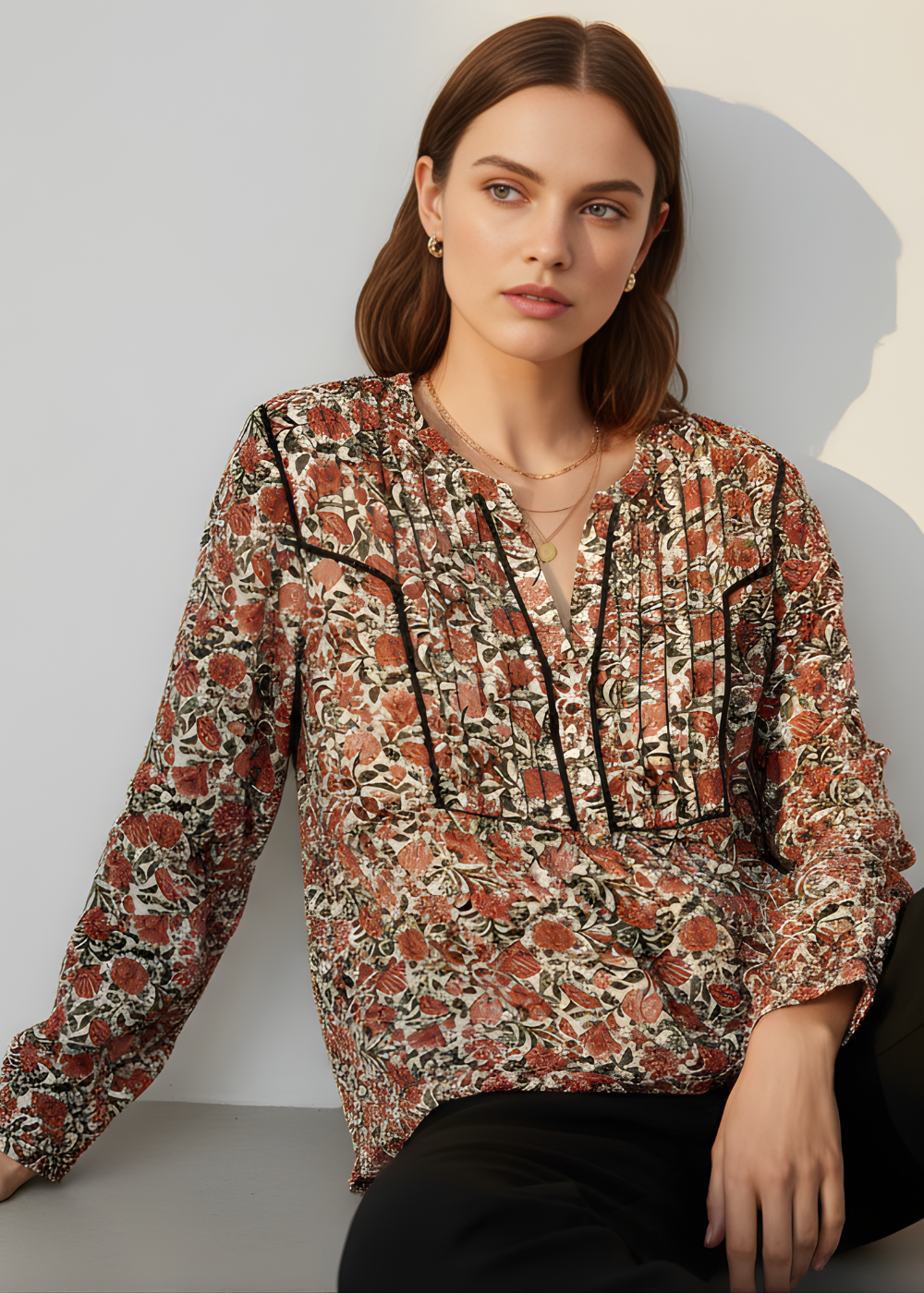 Floral V-Neck Blouse