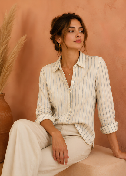 Classic Striped Button-Up Blouse