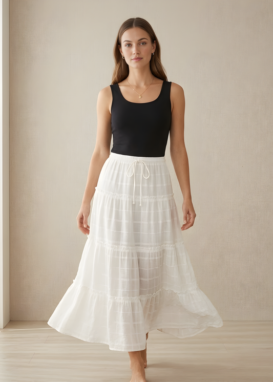 Drawstring Tiered Skirt