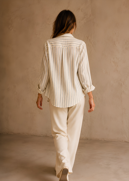 Classic Striped Button-Up Blouse