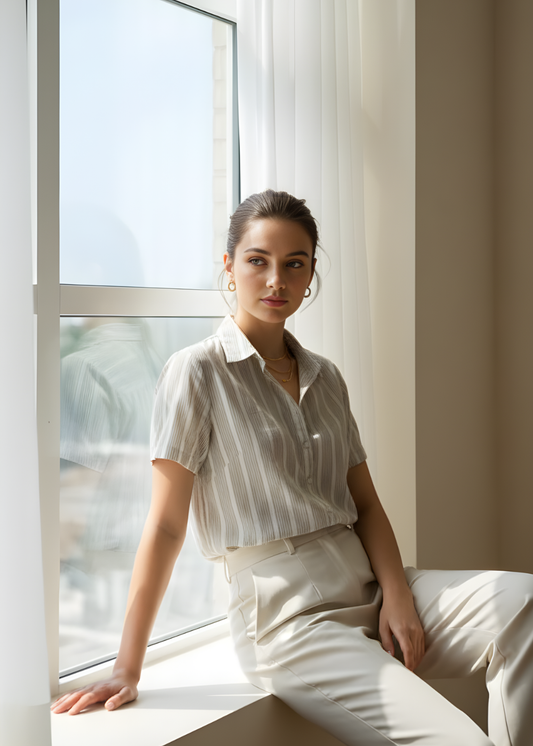 Button-Front Blouse