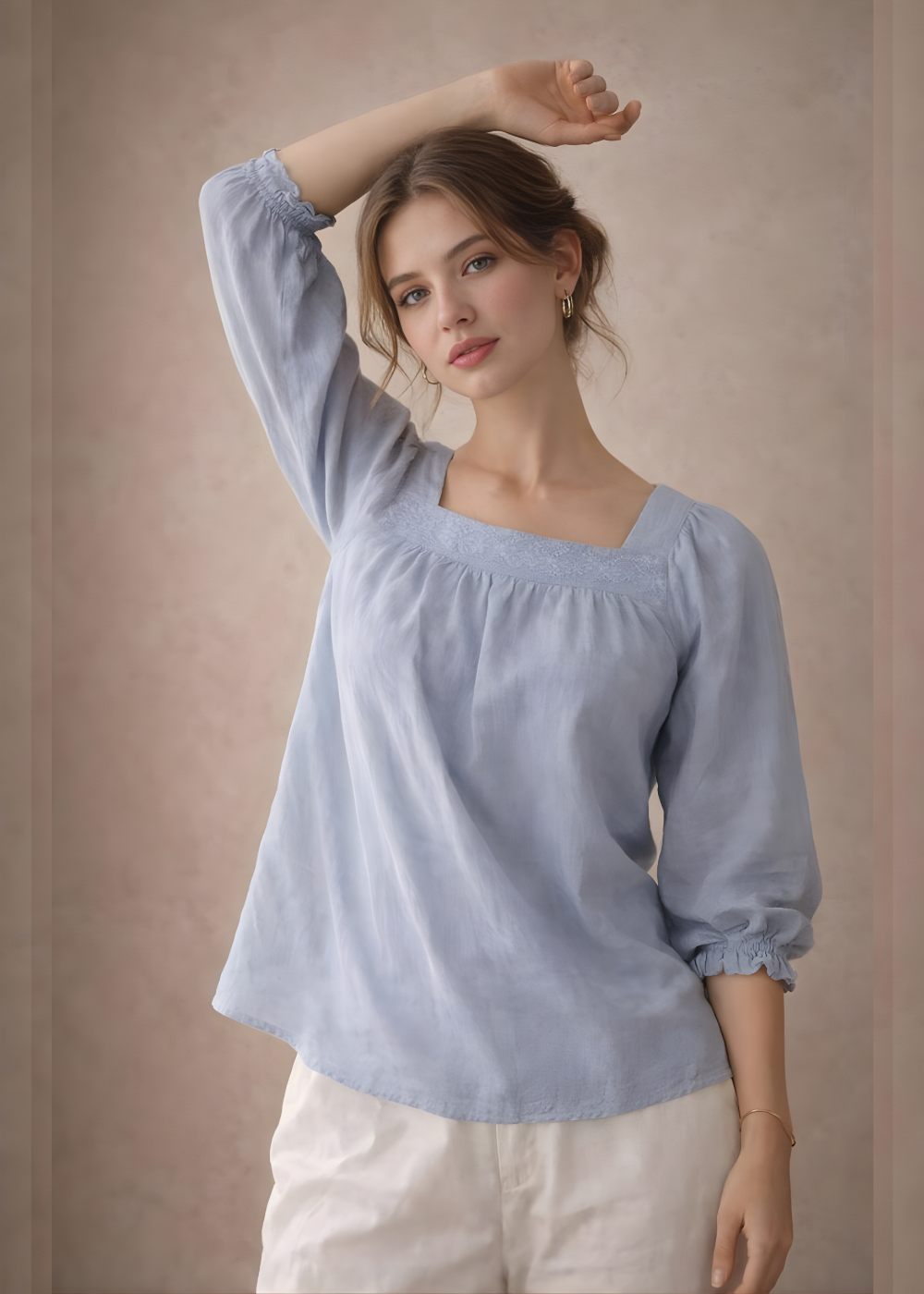 Puff Sleeve Square Neck Top