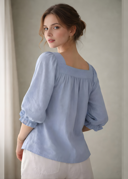 Puff Sleeve Square Neck Top