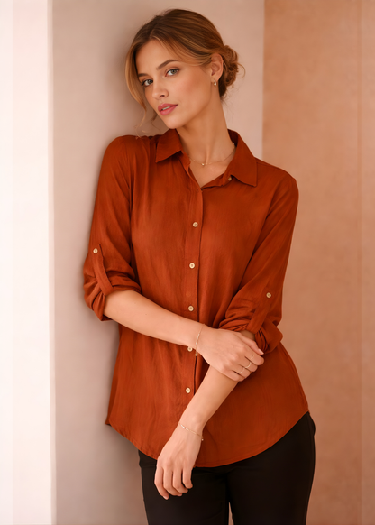 Roll-Tab Sleeve Blouse