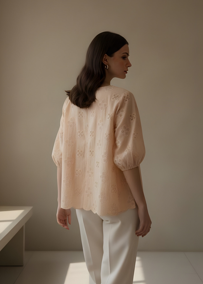 Tie-Neck Cutlon Blouse