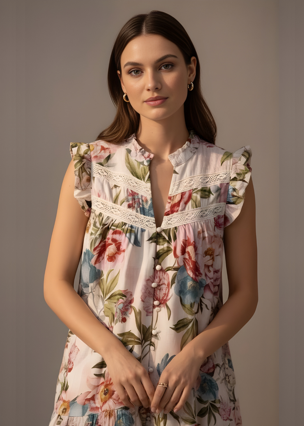 Floral Boho Frill Mini Dress
