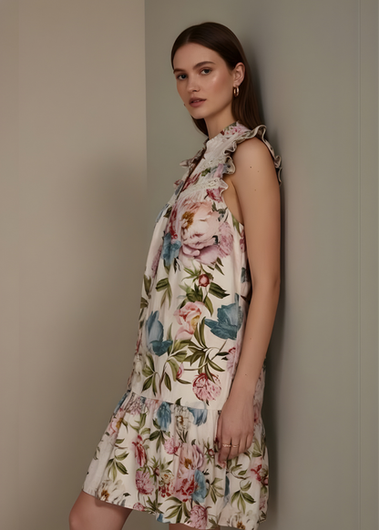 Floral Boho Frill Mini Dress