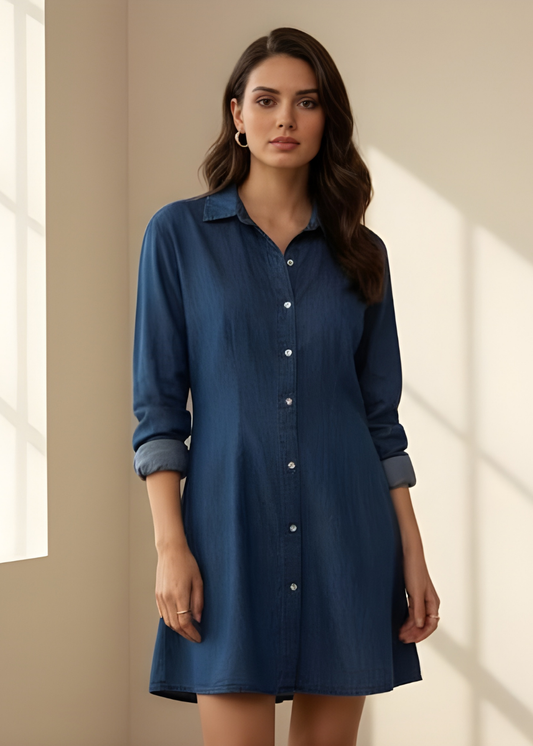 Chambray Button-Down Dress