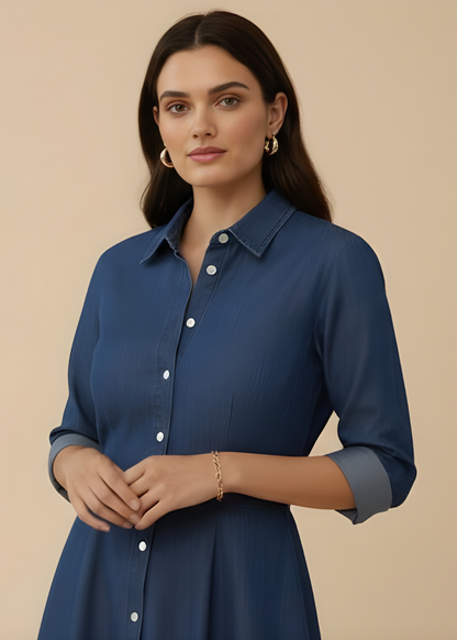Chambray Button-Down Dress