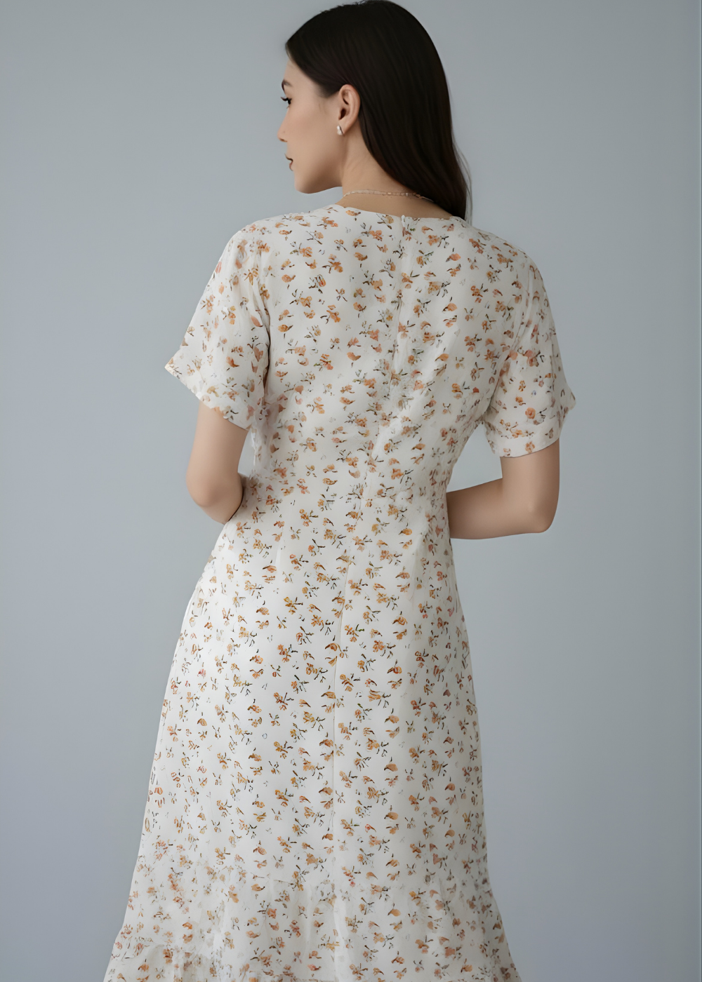 Printed V-Neck Midi Dress