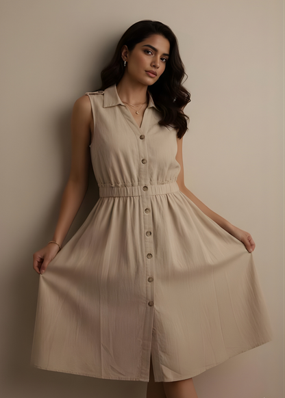 Sleeveless Khaki Dress