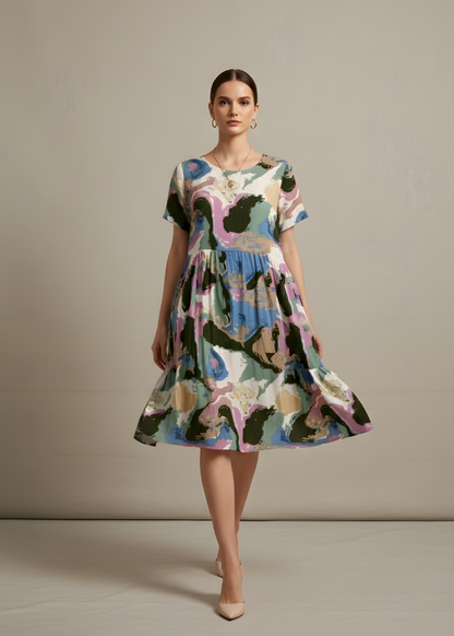 Abstract Print Dress